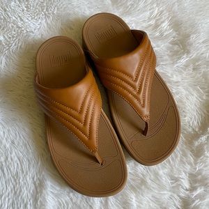 FitFlop Walkstar Light Tan Toe Posts Sandals Size 7 Learher